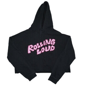 Rolling Loud Bay Area 2019 Hoodie – Black Concert Merch Pullover Size L CROPPED